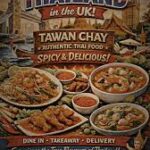 AI generated image of Thai food with opening times and Taway Chay